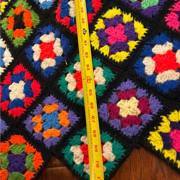 Vintage Crochet Throw Blanket 71” X 45” Colorful - Picture 5 of 7